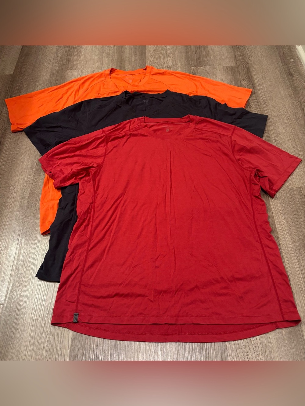 QOR Lot Of 3 Merino Wool Nylon Blend Short Sleeve Tees Men’s XL Blue/Red/Orange